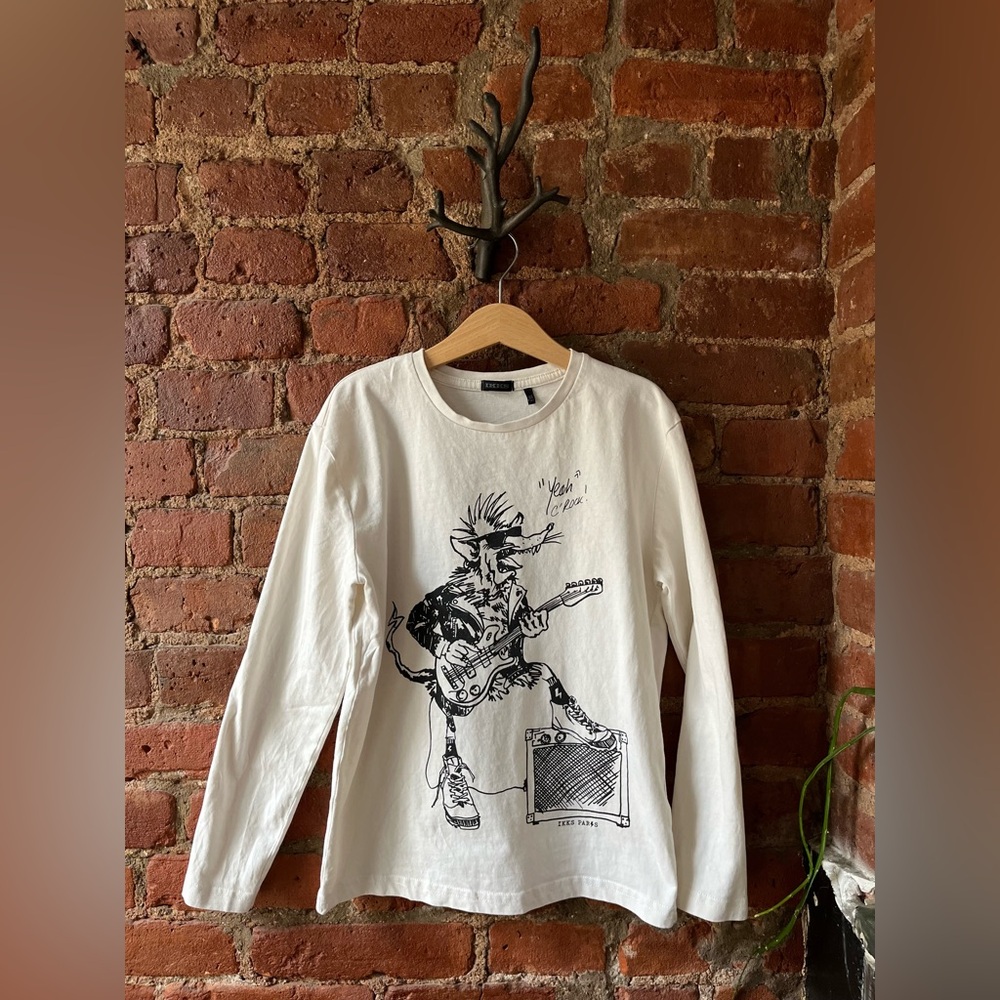 IKKS ECRU ORGANIC T-SHIRT BOY RAT-ROCKER DESIGN